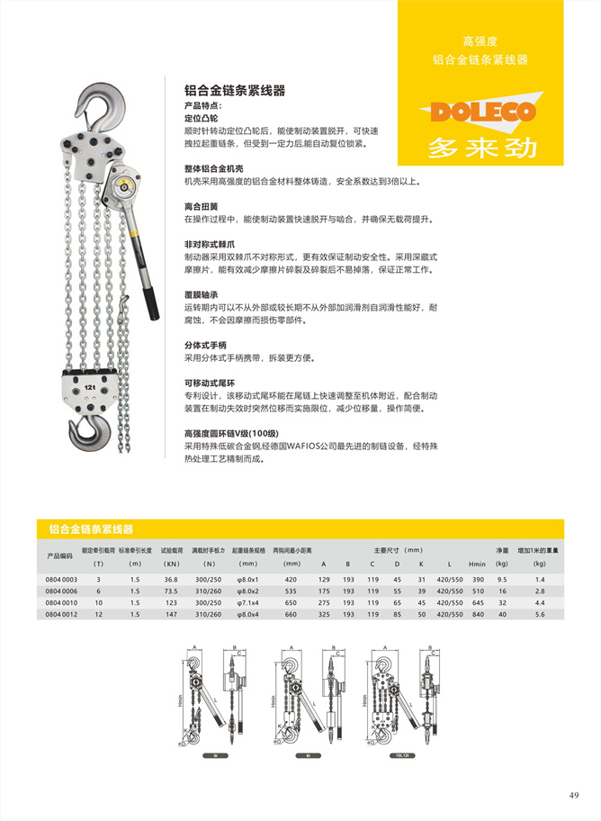 链条及钢绳紧线器、牵引器